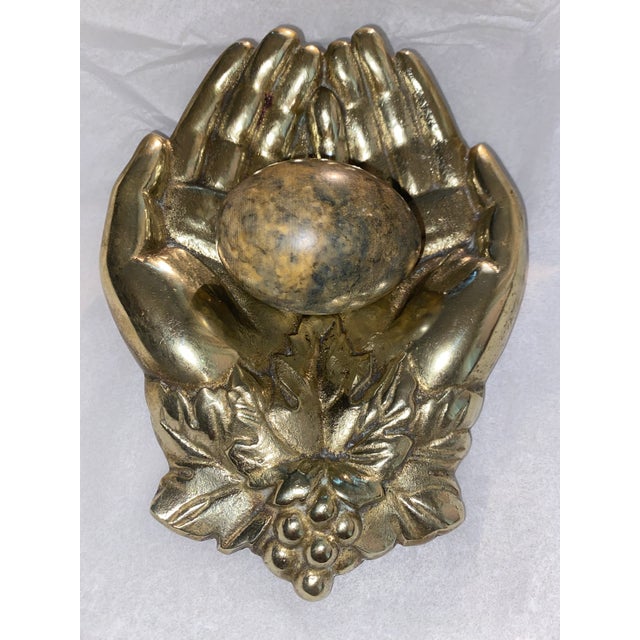 Bronze Vintage Bronze Decorative Piece Featuring Cupped Hands. For Sale - Image 8 of 8
