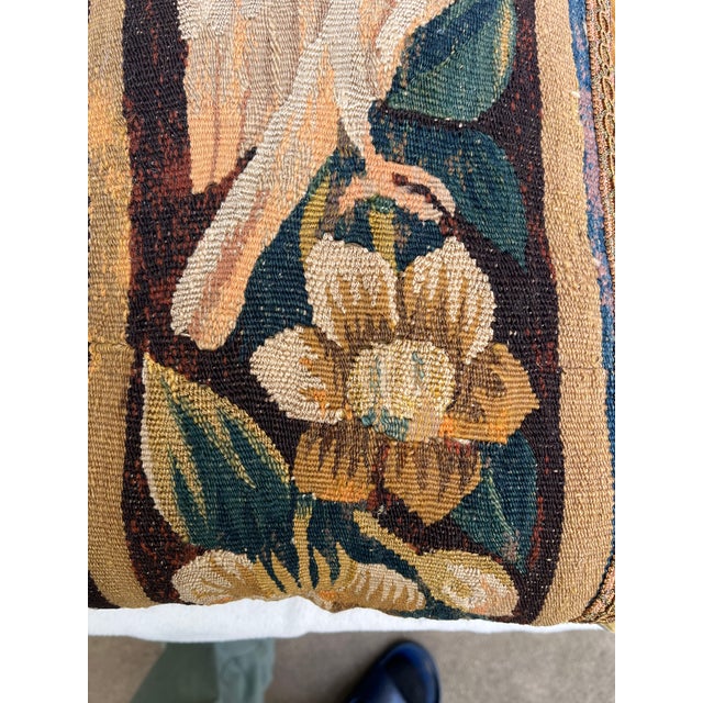 Pillow With 18th Century Tapestry - Bird Pecking at a Fruit For Sale In Los Angeles - Image 6 of 8
