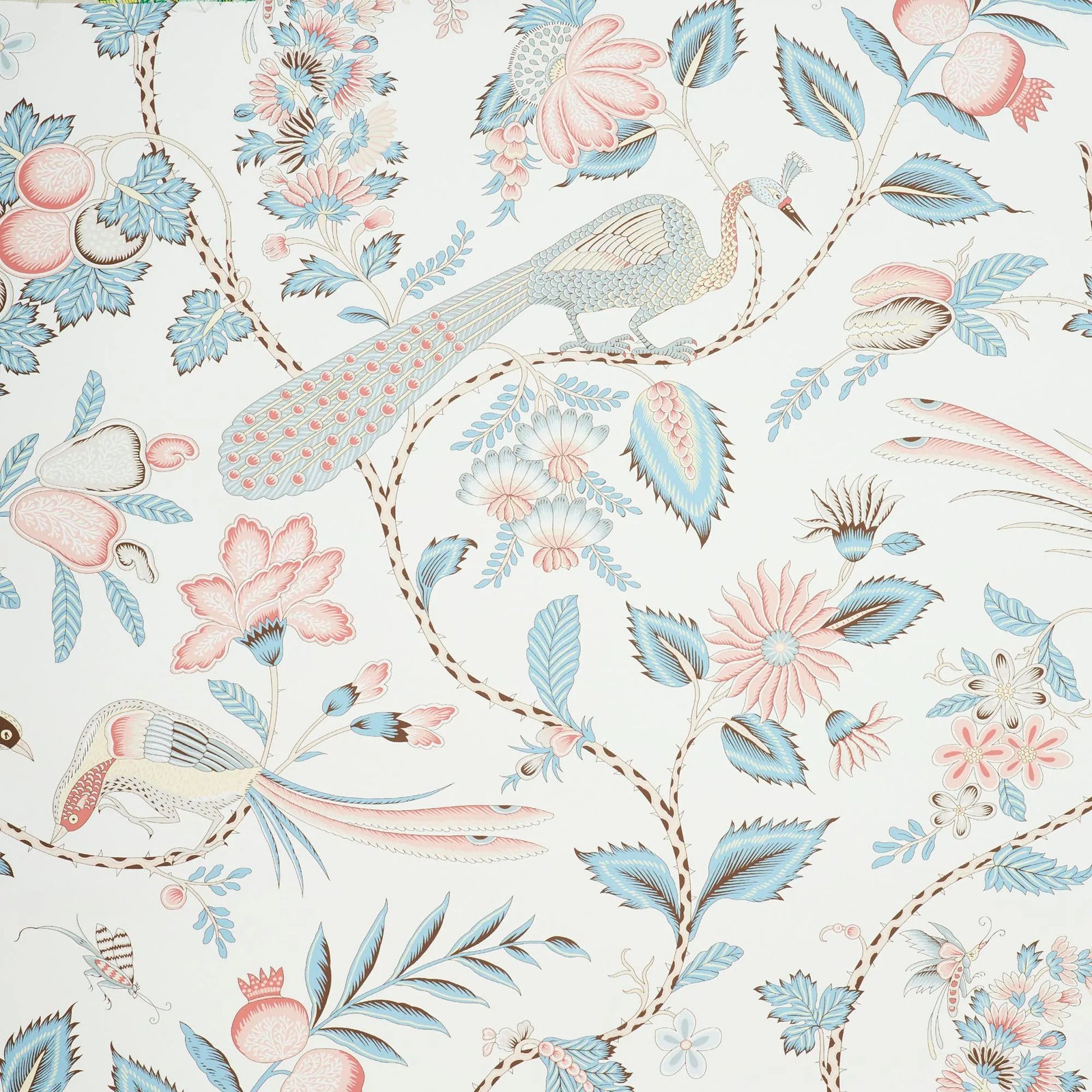 Schumacher Campagne Wallpaper in Peacock & Rouge , Sample | Chairish