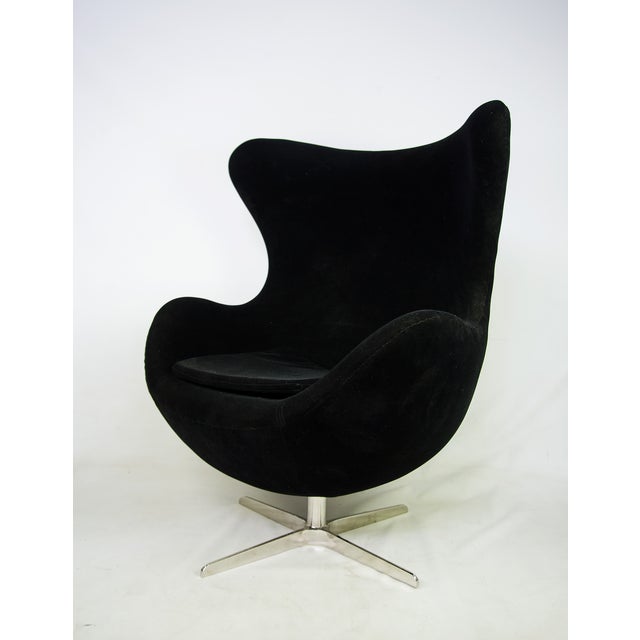 MidCentury Modern Black Velvet Egg Chair by Arne Jacobsen Chairish
