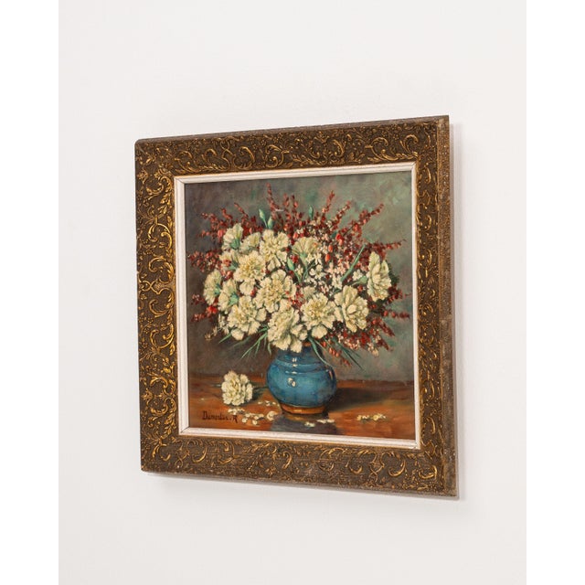 Early 20th Century Belgium Blue Canvas Painting For Sale - Image 14 of 15