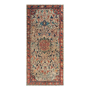 Captivatingly Beautiful Ivory Background Color With Floral Design Antique Caucasian Karabagh Gallery Rug Dated by 1834