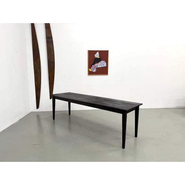 Large Farmhouse Shou Sugi Ban Table in Burnt Wood, 1950s For Sale - Image 14 of 18