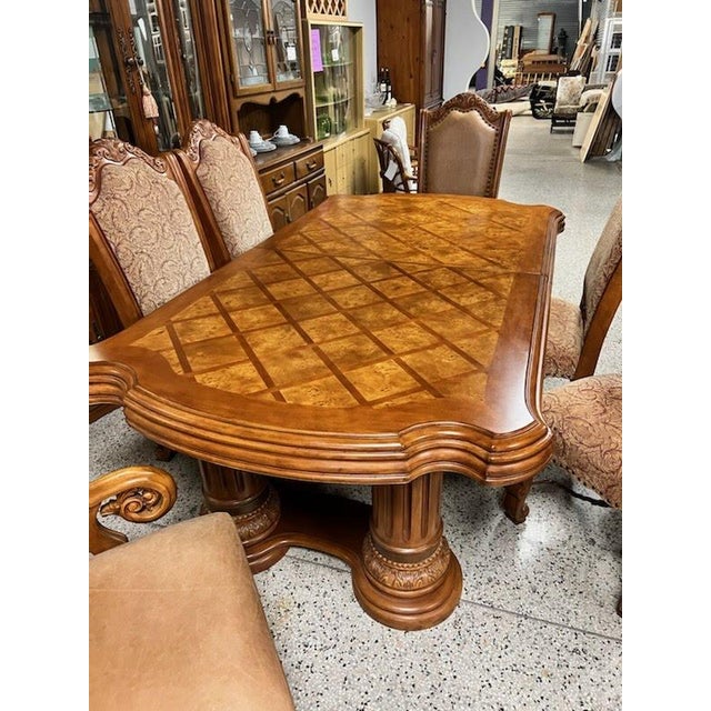 Aico Michael Amini Pecan Monte Carlo Collection Dining Set 7 Pieces