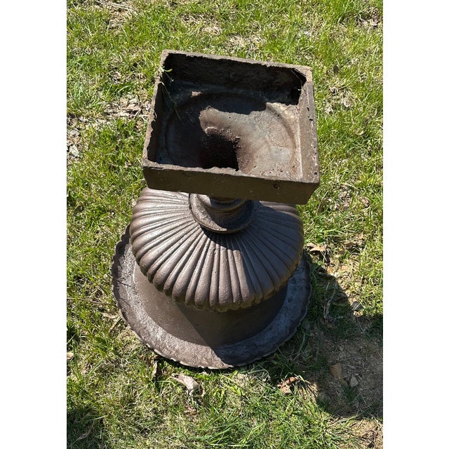 Brown Late 20th Century Shallow Form English Cast Iron Urns - A Pair For Sale - Image 8 of 10