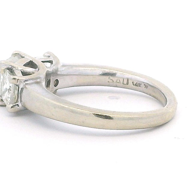 Vintage 14k White Gold 1.75 Ct Princess Cut Diamond Three-Stone Ring, Size 4.75 For Sale - Image 12 of 12