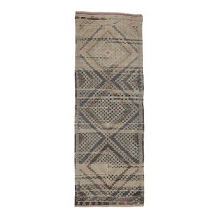 Mid 20th Century Embroidered Vintage Turkish Kilim Rug For Sale