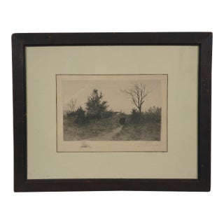 Late 19th Century Antique George William Bohde Signed Stone Bridge Dutch Landscape Etching 16", Framed For Sale