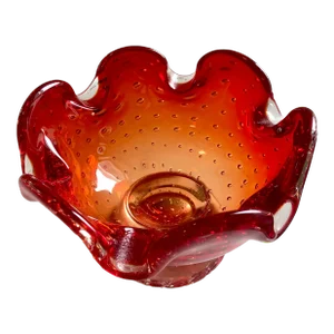 1960s Murano Bullicante Pedestal Dish in Amberina Ombré