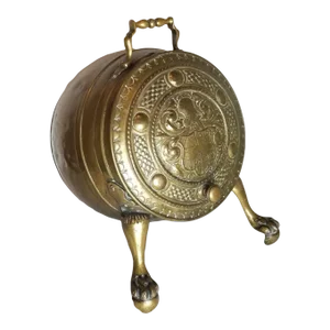 Antique Early 19th Century English Brass Coal Scuttle With Front Paws for Your Fireplace
