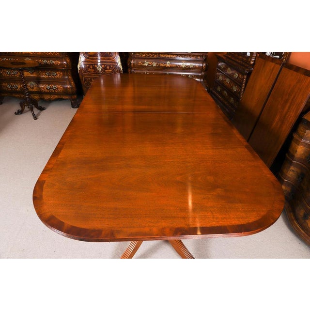 Vintage Regency Revival Triple Pillar Dining Table and Chairs, Set of 17 For Sale - Image 9 of 18