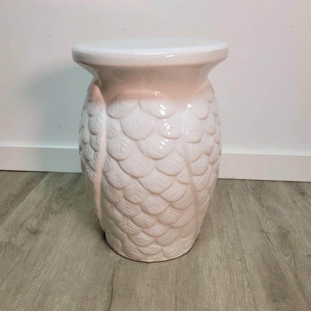 White Glazed Porcelain Owl Garden Seat, 18" For Sale - Image 4 of 6