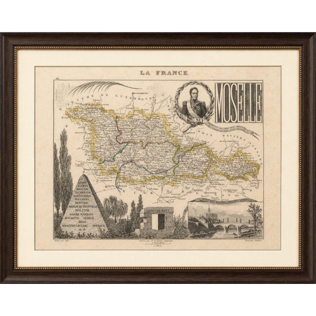 Original antique map of the historic French department of Moselle, published in Paris around 1850 by the distinguished...