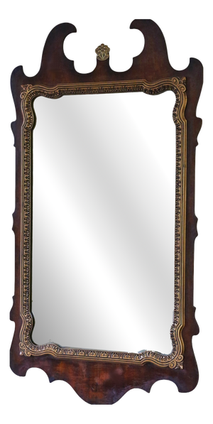 Vintage Overmantle Wall Mirror in Gilt and Mahogany Veneer, 1920