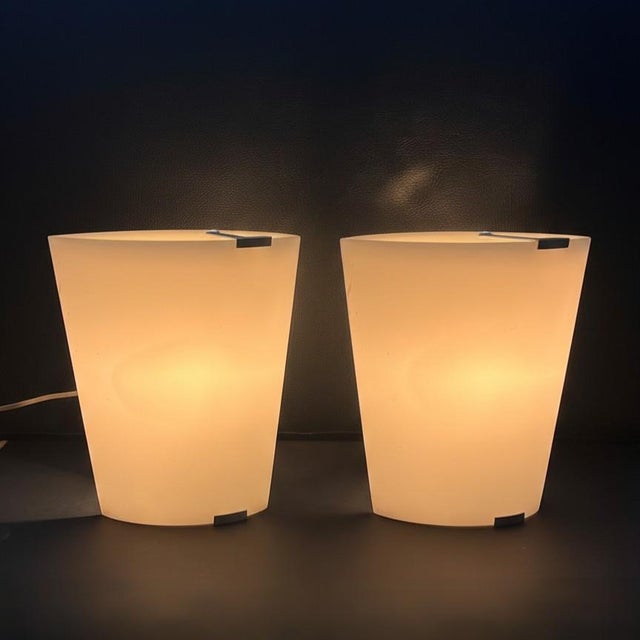 Vintage Wall Lamps in Etched Glass and Metal by Martinelli Luce, Italy, 1980s, Set of 2 For Sale - Image 9 of 9