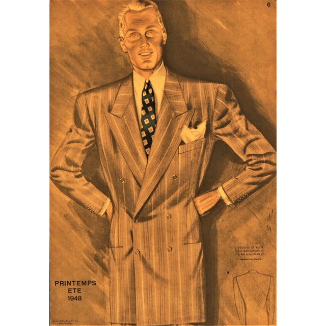 French 1948 French Men's Tailoring Lithograph For Sale - Image 3 of 3