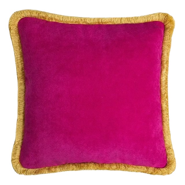 Happy Cushion in Fuchsia and Yellow from Lo Decor For Sale