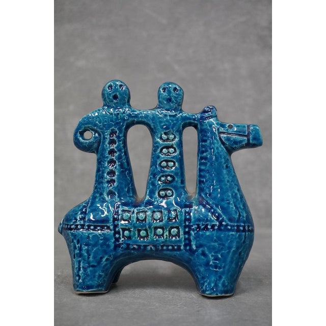Bitossi Rimini Blu Ceramic Horse Riders Sculpture by Aldo Londi for Bitossi, Italy, 1950s-60s For Sale - Image 4 of 6