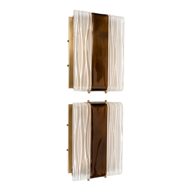 1970s Nardo Michela Italian Glass Tegole Sconce - a Pair For Sale