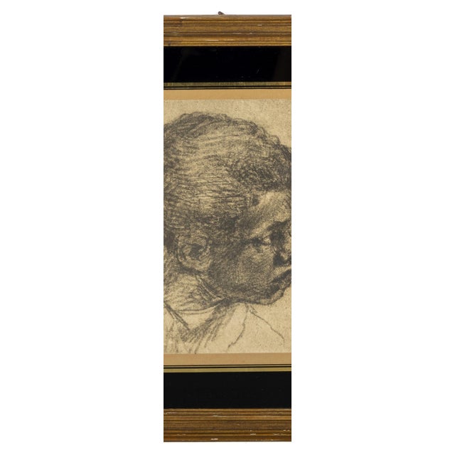 Paper Man's Head, 1890s, Charcoal on Paper For Sale - Image 7 of 8