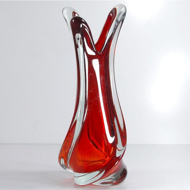Murano Large Red Murano Glass Vase, 1970s For Sale - Image 4 of 11