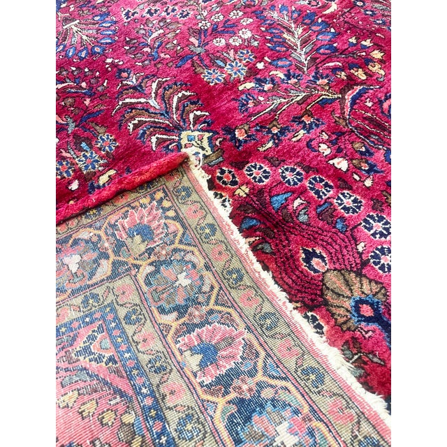 Red Antique Persian Sarouk Rug For Sale - Image 8 of 9