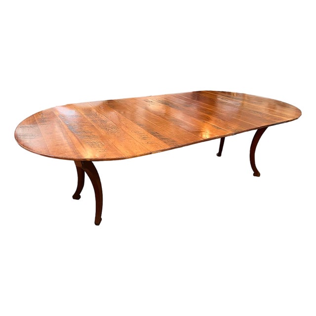 Mid 20th Century Neoclassical Oval Cherry Dining Table With Extension For Sale