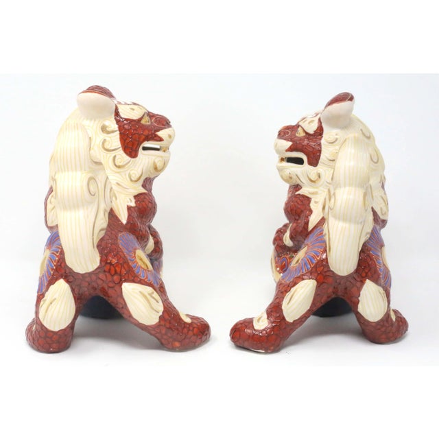 Vintage Satsuma Foo Lions - a Pair Male and Female For Sale In Tampa - Image 6 of 10