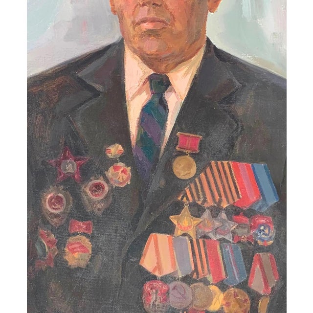 Man Portrait, Ukrainian Soviet Oil Painting on Canvas, 1983 100-84 For Sale - Image 4 of 6