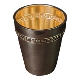 Vintage German 800 Silver Kiddush Cup Shot Glass Gold Wash Interior Gottlieb Kurz For Sale