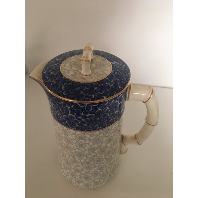 English Antique Royal Worcester English Blue, and Gray, Hot Chocolate Pot 19 Th Century For Sale - Image 3 of 8