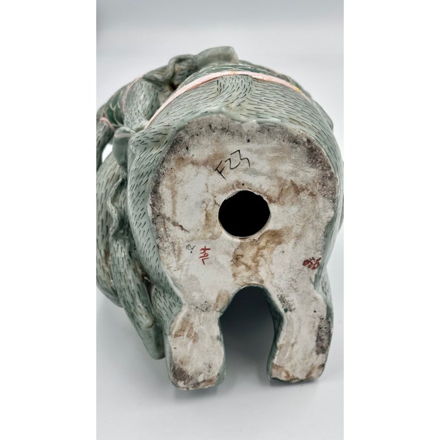 Ceramic Vintage Chinese Hand Painted Ceramic Monkey With Babies Sculpture Figuring Decor For Sale - Image 7 of 7