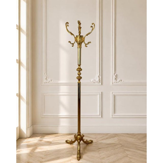 Vintage French Ornate Brass Coat Rack For Sale - Image 14 of 14