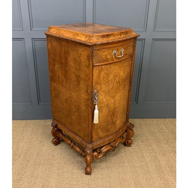 Tall Burr Walnut Pedestal Cupboards, 1910, Set of 2 For Sale - Image 9 of 18