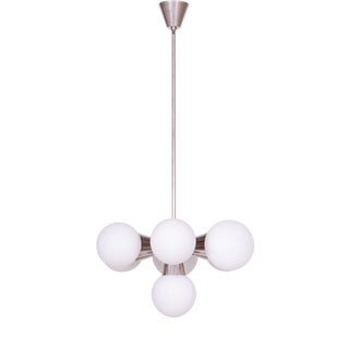 Mid-Century Czech Chandelier in Chrome and Glass attributed to Kamenický Šenov, 1970s For Sale