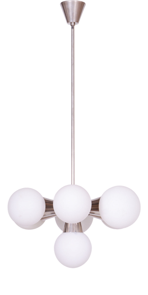 Mid-Century Czech Chandelier in Chrome and Glass attributed to Kamenický Šenov, 1970s