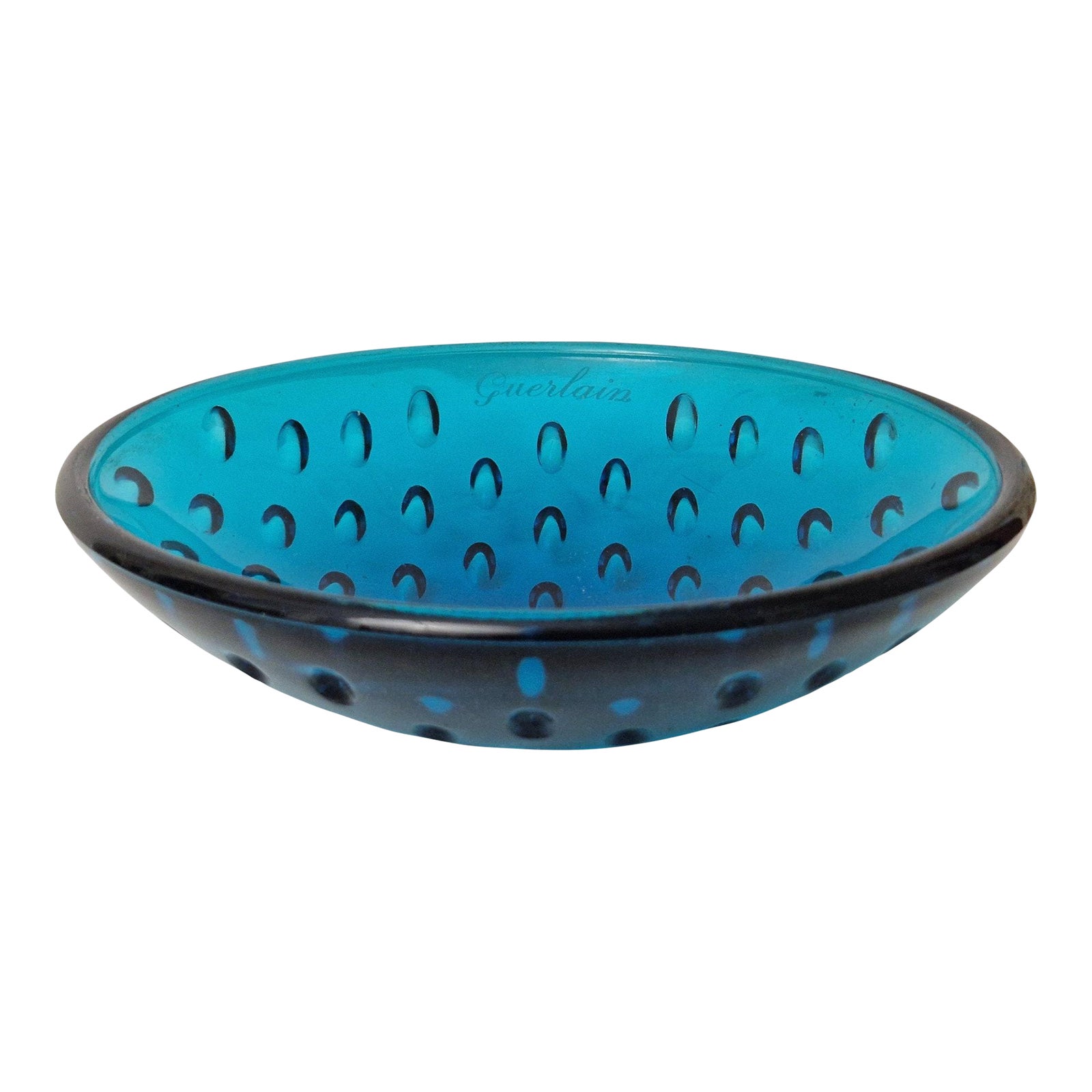 20th Century Guerlain Odelys Turquoise Glass Bowl Chairish