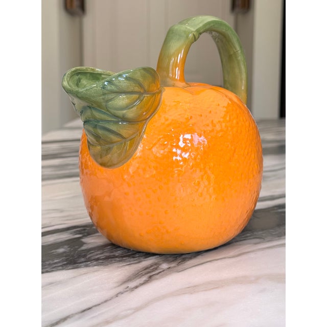 Vintage Majolica Style Citrus Motif Serving Pitcher For Sale - Image 13 of 17
