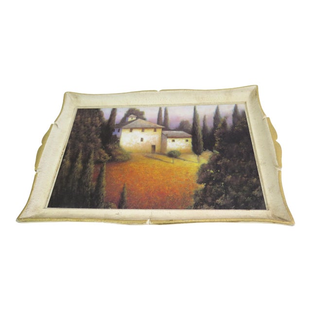 Vintage 1960s Italian Painted Tray For Sale