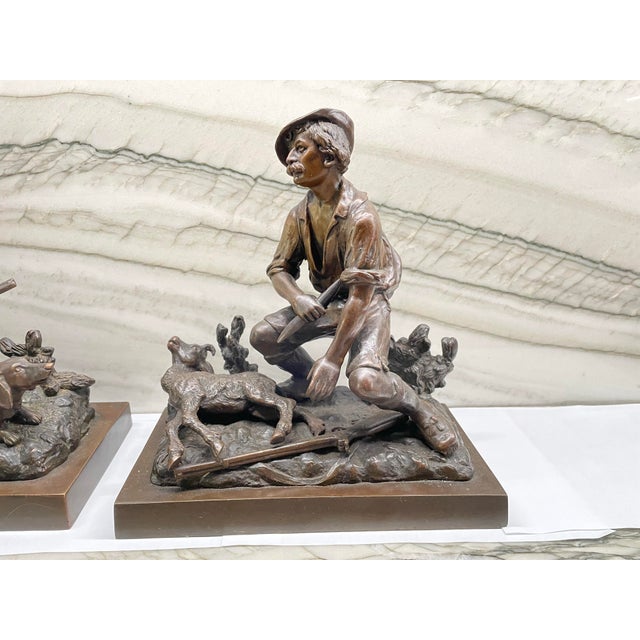 Up for sale is a stunning rare pair of 19th century bronze sculptures from Austria. This set features a depiction of...