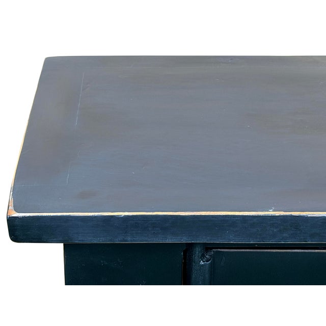 Vintage Distressed Black Hardware Credenza Console Sideboard Cabinet For Sale - Image 10 of 17