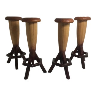 Mid Century Atomic Tiki Bar Stools - Set of 4 For Sale