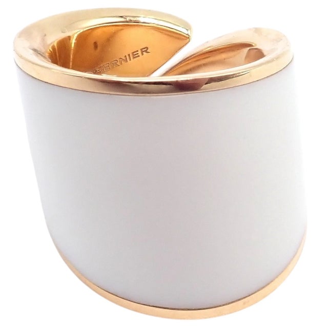 1990s Vhernier Rose Gold Vague Crossover Camuration Cacholong Ring Sz 6 For Sale - Image 16 of 16