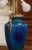 Mid-Century French Blue Glazed Ceramic and Bronze Urn Table Lamp For Sale - Image 9 of 10