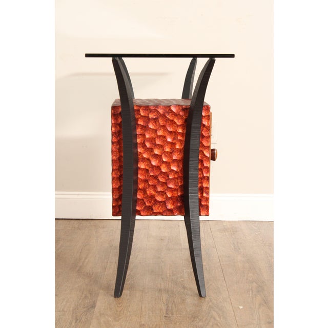 Wood Scott Grove 'Henry' Mixed Wood Glass Top Console Table For Sale - Image 7 of 12