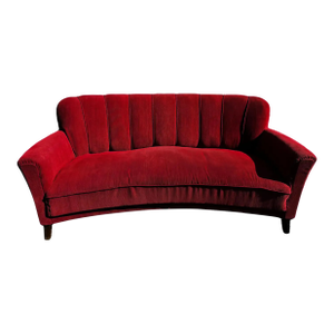 Vintage 1940's Swedish Curved Channel Back Sofa