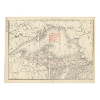Antique Map of Northern Michigan and Lake Superior Copper Country, 1899 For Sale
