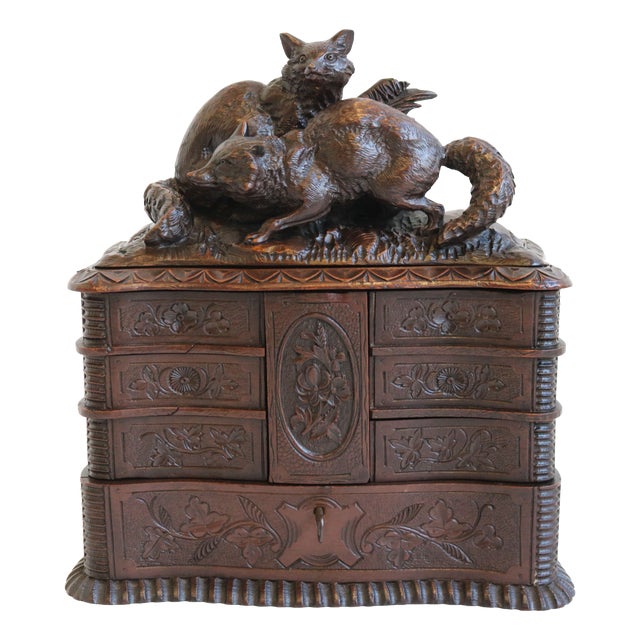 Antique Black Forest Jewelry Box in Fruitwood, 1880 For Sale