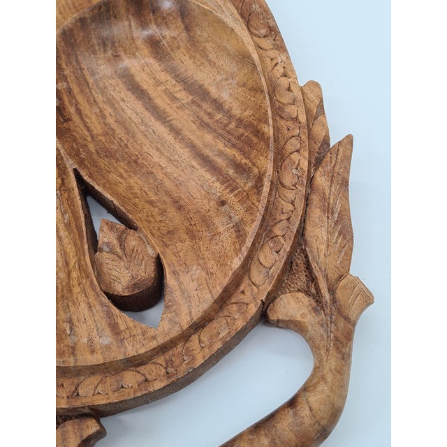 Hand-Carved Teak Tray, India, 1960s For Sale - Image 4 of 10