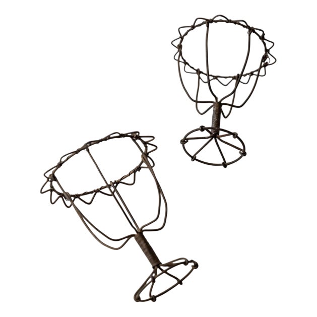 Antique Iron Wire Candleholders, 1850s, Set of 2 For Sale